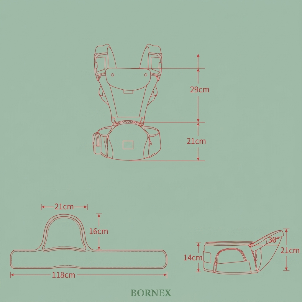 Portabebés BORNEX con Asiento Ergonómico 2 en 1