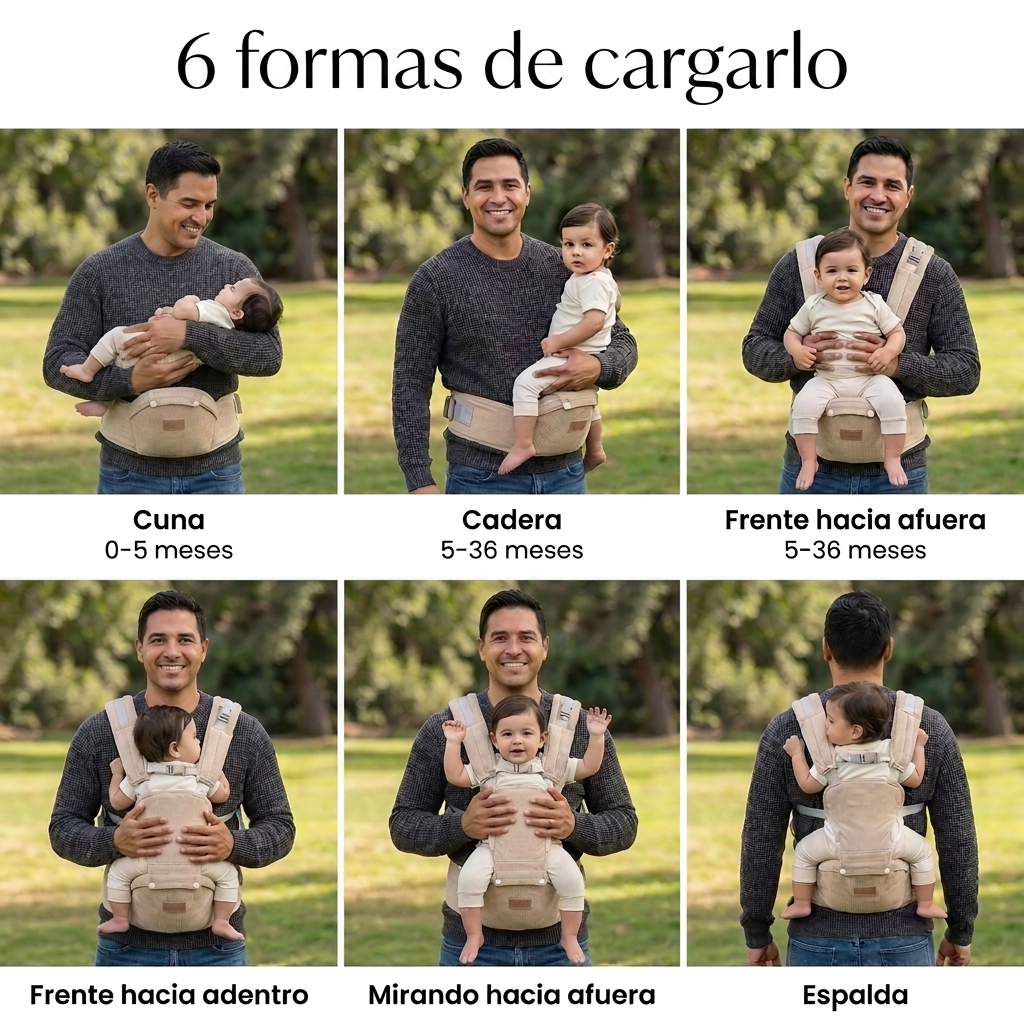Portabebés BORNEX con Asiento Ergonómico 2 en 1